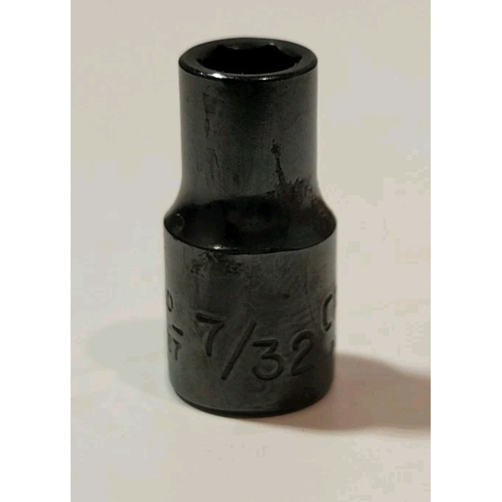 Vintage Black Chrome Craftsman 7/32" 6PT 1/4" Drive Shallow Socket S-AD #44487
